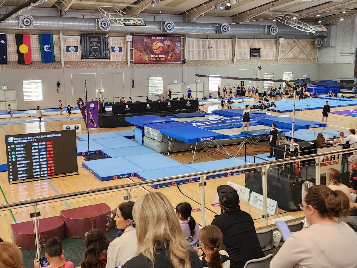 DazBags and DazVision BigScreen setup at a gymnastics venue